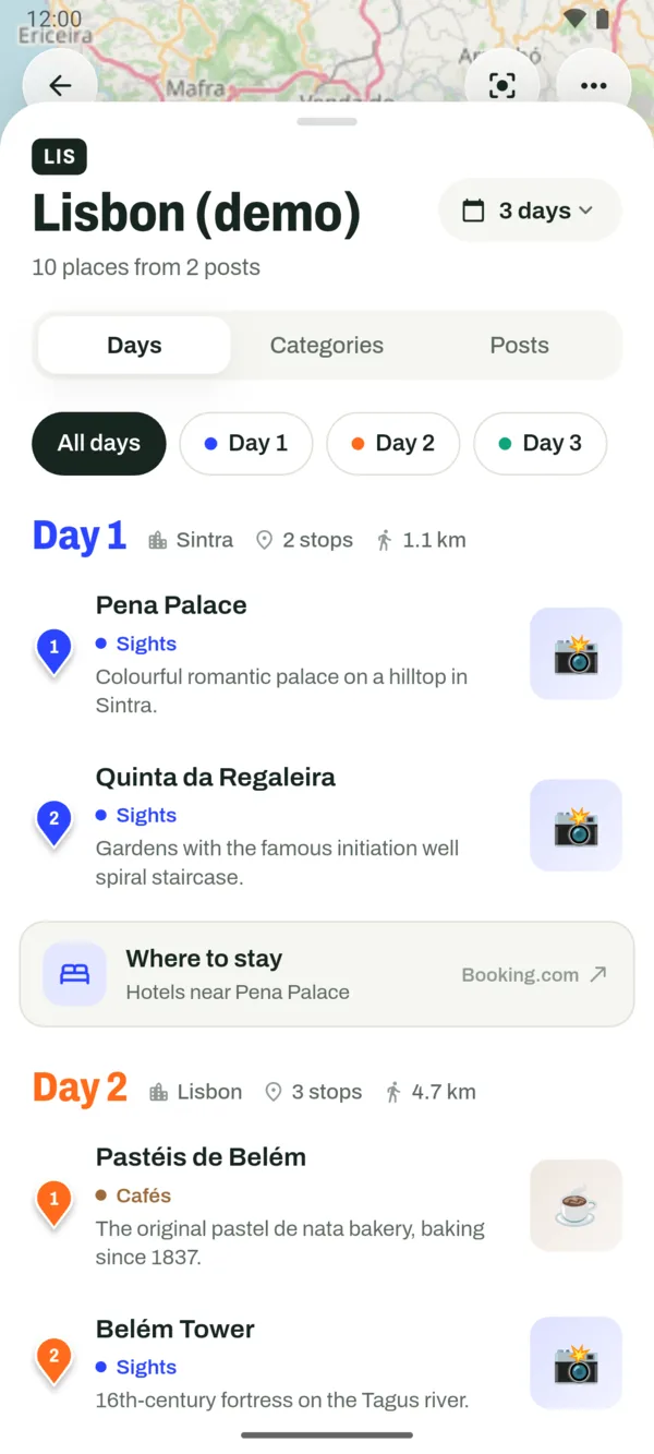 A Lisbon trip in Hopscroll: Day 1 in Sintra, with a Where to stay link to hotels near Pena Palace on Booking.com